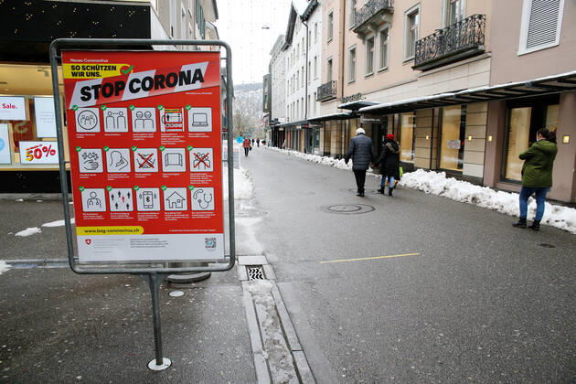 Foto Manuel Geisser 18.01.2021 Baden AG : Schweiz mit zweitem Lockdown . Coronavirus . Badener Innenstadt