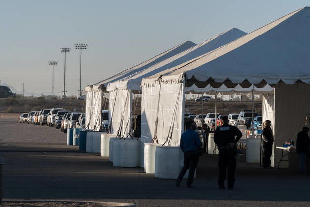 January 18, 2021, Tucson, Arizona, USA: People wait in line to receive a Covid-19 vaccine in Tucson, Arizona, U.S., January 18, 2021. Pima County is moving into Phase 1B of Covid-19 vaccinations as hospitalizations and deaths continue to climb throughout Arizona and the stateÃ¢â‚¬â ¢s new-case rate again ranked highest in the country. Tucson USA - ZUMAo111 20210118_znp_o111_006 Copyright: xCheneyxOrrx