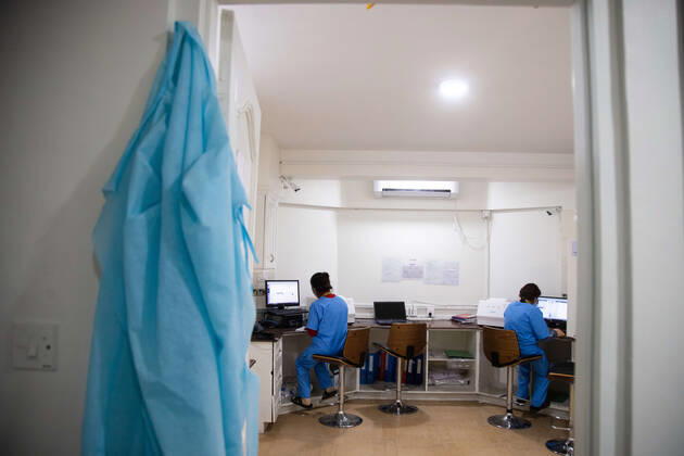 January 26, 2021, Kathmandu, Nepal: Lab Technicians work in the .COVID-19 Laboratory at Bidh Lab..Nepal has confirmed that a new variant of coronavirus has entered Nepal as well. Issuing a statement on Monday the Ministry of Health and Population stated that three out of six people who arrived here from the UK a few days ago are found infected with the new variant. Kathmandu Nepal - ZUMAs197 20210126_zaa_s197_001 Copyright: xPrabinxRanabhatx