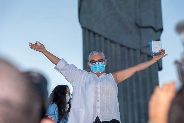 RIO DE JANEIRO, RJ - 18.01.2021: RIO DE JANEIRO INICIA VACINAÇÃO COVID 19 - Rio de Janeiro starts vaccination against COVID-19 at the Cristo Redentor monument in the city of Rio de Janeiro, RJ. x2020193x  CarlosxSanttos