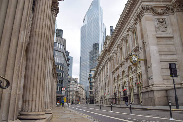 January 19, 2021, London, United Kingdom: Empty streets in the City of London..England remains under lockdown as the government battles to keep the coronavirus pandemic under control. London United Kingdom - ZUMAs197 20210119_zab_s197_012 Copyright: xVukxValcicx