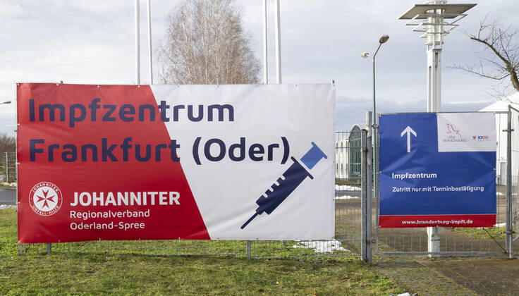 Frankfurt (Oder), 20.01.2021 - Eroeffnung des Frankfurter Impfzentrums auf dem Messegelände in Frankfurt (Oder)