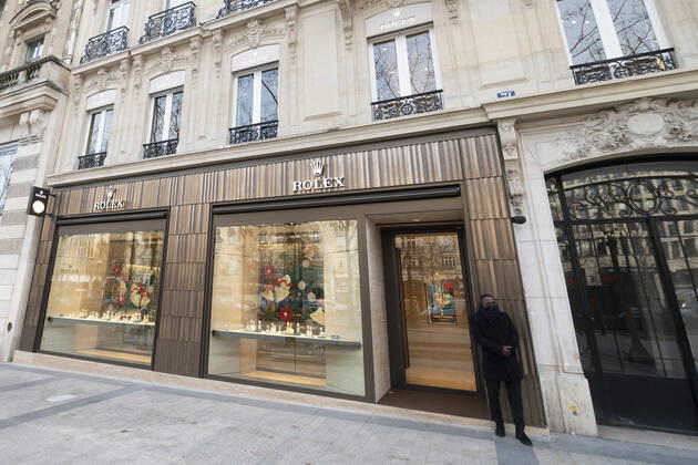 Devanture du Magasin Rolex NEWS : Magasins des Champs ELysees - Paris - 20 01 2021 JBAutissier Panoramic 
