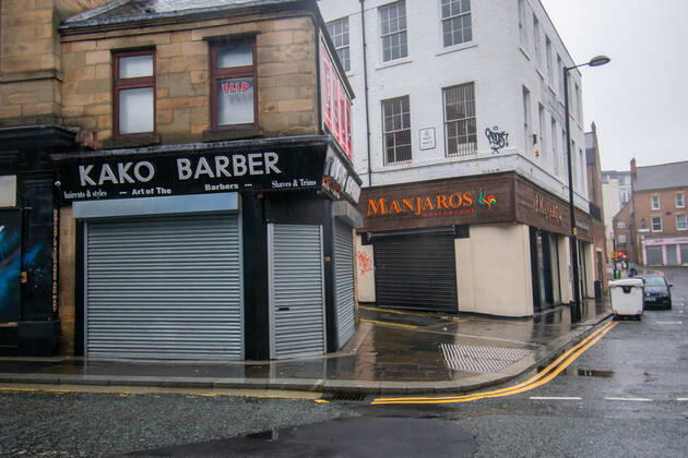January 20, 2021, Newcastle Upon Tyne, United Kingdom: General view of closed stores in Westgate road from the city of Newcastle upon Tyne in the north of england during the third national lockdown. Newcastle Upon Tyne United Kingdom - ZUMAs197 20210120_zaa_s197_303 Copyright: xNicolasxBriquetx