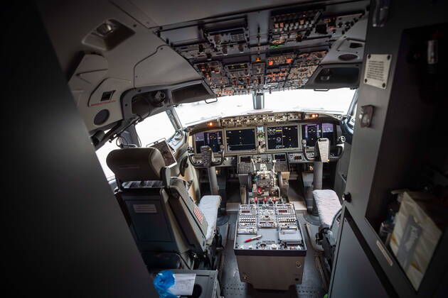 January 21, 2021, Richmond, BC, Canada: The flight deck of a WestJet Airlines Boeing 737 Max aircraft is seen after arriving at Vancouver International Airport in Richmond, B.C., on Thursday, January 21, 2021. The flight from Calgary was the first commercial Boeing 737 Max flight in Canada since the aircraft was grounded worldwide in 2019 following two deadly crashes. Transport Canada lifted its grounding order for the Max on Wednesday after approving design changes to the plane and requiring pilots to undergo additional training. Richmond Canada  - ZUMAc35_ 20210121_zaf_c35_048 Copyright: xDarrylxDyckx