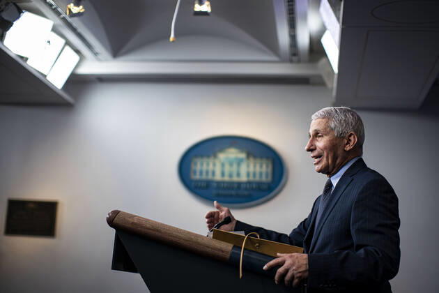 January 21, 2021, Washington, District of Columbia, USA: Anthony Fauci, director of the National Institute of Allergy and Infectious Diseases, speaks during a news conference in the James S. Brady Press Briefing Room at the White House in Washington, D.C., U.S., on Thursday, Jan. 21, 2021. Biden in his first full day in office plans to issue a sweeping set of executive orders to tackle the raging Covid-19 pandemic that will rapidly reverse or refashion many of his predecessor s most heavily criticized policies Washington USA - ZUMAs152 20210121_zaa_s152_205 Copyright: xAlxDragox-xPoolxViaxCnpx