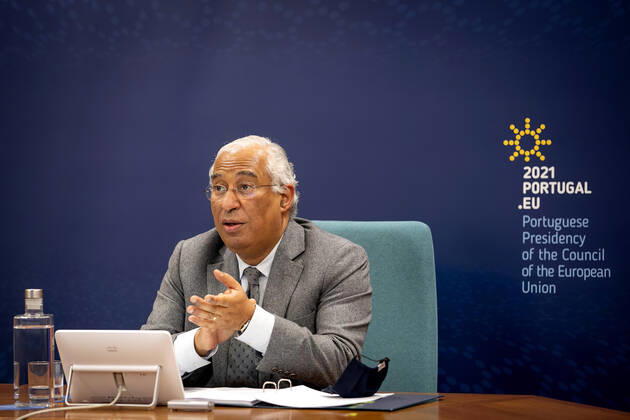 (210122) -- BRUSSELS, Jan. 22, 2021 -- Portuguese Prime Minister Antonio Costa attends a video conference on COVID-19, Jan. 21, 2021. Members of the European Council on Thursday night held a video conference, during which EU leaders discussed coordination on the response to the COVID-19 pandemic. ( Handout via Xinhua) EUROPE-EU-VIDEO CONFERENCE-COVID-19 EuropeanxUnion 