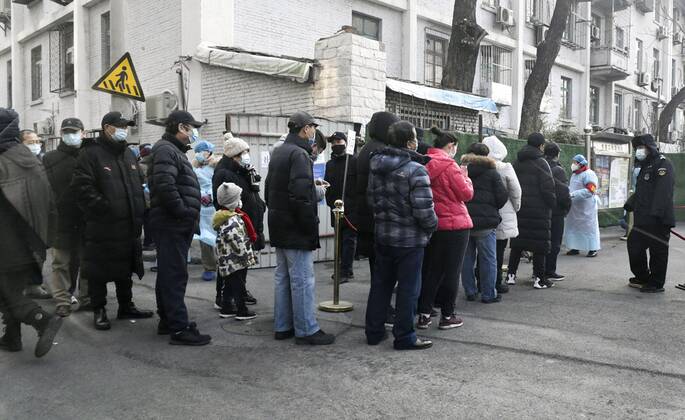 PCR tests in Beijing People wait in line to take PCR tests in Beijing s Xicheng district on Jan. 22, 2021, amid renewed concerns over the spread of the novel coronavirus. 