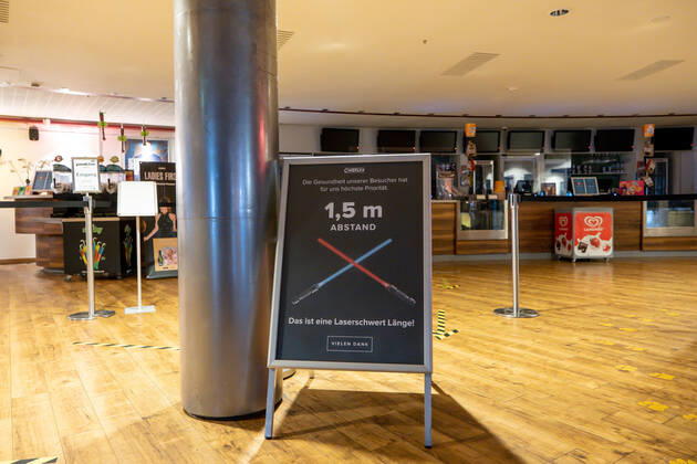Blick am 21.01.2021 in das geschlossene Cineplex Rundkino in Dresden.