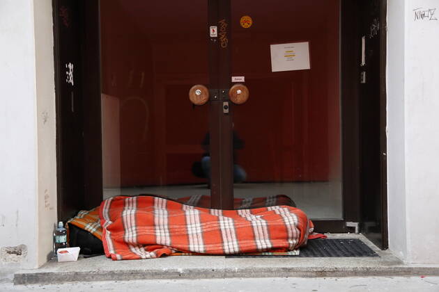 Covid-19: WIEN - 3. harter Lockdown Wien, 22.01.2021 Obdachlosen-Liegestatt Obdachloser, Unterstandsloser Wien Austria
