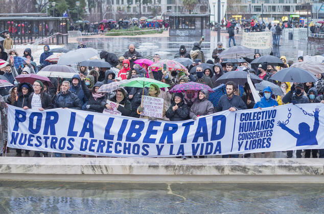 Denialist demonstration takes back the streets of Madrid at the height of the third wave - Madrid Spain Copyright: AlbertoxSibaja