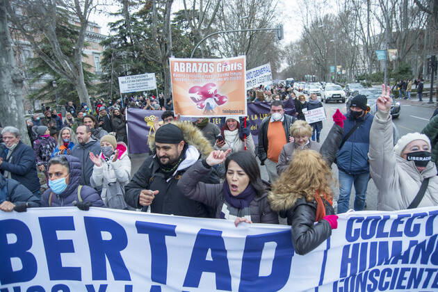 Denialist demonstration takes back the streets of Madrid at the height of the third wave - Madrid Spain Copyright: AlbertoxSibaja