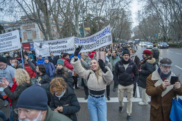 Denialist demonstration takes back the streets of Madrid at the height of the third wave - Madrid Spain Copyright: AlbertoxSibaja