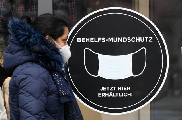 Safety Mask FFP2 , Maskenpflicht during the Hard Lockdown of the Covid 19 Coronavirus Pandemie in Nuremberg Nurnberg , Bayern , Deutschland . January 24 , 2021.