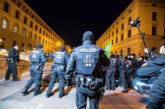 January 24, 2021, Munich, Bavaria, Germany: On the heels of a court win with the Verwaltungsgerichtshof, Markus Haintz of the Querdenken group organized an anti-mask, anti-anti-Corona measure demonstration in front of the Verwaltungsgerichtshof in Munich, Germany. Approximately 250 were in attendance and displayed a jump in radicalization and propensity for violence against media representatives not seen prior to the end of the Trump era. At one point, media representatives were swarmed, physically attacked and prevented from working as they were removed from the designated press area- with the help of their own conspiracy media representatives. The demonstration also had members of Pegida, such as Munichâ€⠢s co-founder Birgit Weiss - ZUMAb160 20210124_zbp_b160_037 Copyright: xSachellexBabbarx