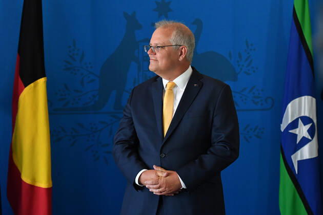 2021 AUSTRALIAN OF THE YEAR MORNING TEA, Prime Minister Scott Morrison during an Australian of the Year morning tea at Parliament House in Canberra, Monday, January 25, 2021. ( NO ARCHIVING, EDITORIAL USE ONLY, NO USE IN BOOKS WITHOUT CONSENT CANBERRA ACT AUSTRALIA  Copyright: xMICKxTSIKASx 20210125001515940086