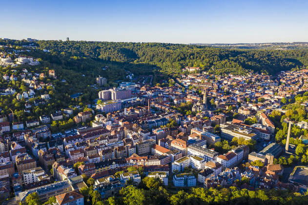 Germany, Baden-Wurttemberg, Stuttgart, Aerial view of residential city district WDF06471