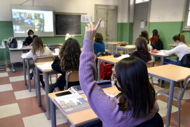 Milan, Back to school after the Lockdown for the Red zone with half the students still in DAD at a distance Editorial Usage Only  Copyright: xMaurizioxMaulex xIPAx
