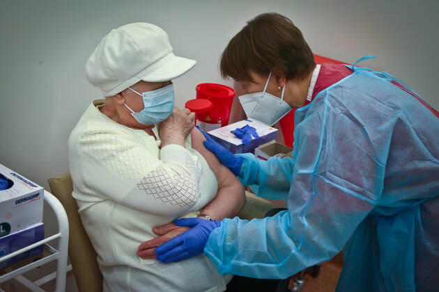 Start of the vaccinating as a part of the national COVID-19 immunization programme for citizens aged over 80 Start of the vaccinating as a part of the national COVID-19 immunization programme for citizens aged over 80 on January 25, 2021 in Wroclaw, Poland. EN_01462016_0116 