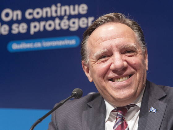 January 26, 2021, Montreal, PQ, Canada: Quebec Premier Francois Legault smiles as he speaks to the media at the COVID-19 press briefing, Tuesday January 26, 2021 in Montreal. Montreal Canada  - ZUMAc35_ 20210126_zaf_c35_014 Copyright: xRyanxRemiorzx