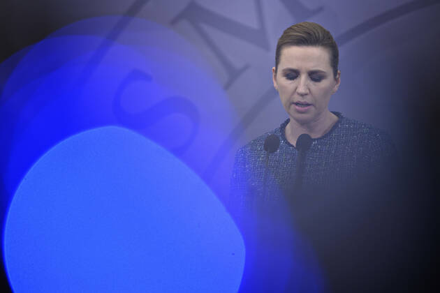 Statsminister Mette Frederiksen (S), da hun holder pressemoede om covid-19 i Danmark, i Spejlsalen i Statsministeriet i Koebenhavn torsdag den 28. januar 2021.. , Copenhagen Denmark Copyright: PhilipxDavali PhilipxDavalix cop333 spdk20210128-215618-L