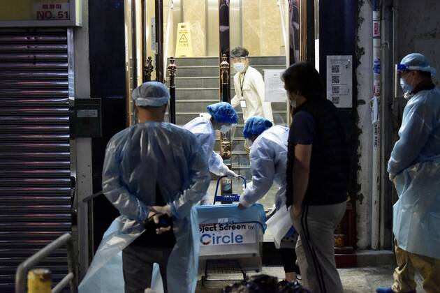 Coronavirus in China, Lockdown in Hongkong January 29, 2021, Hongkong, Hongkong, China: Another building is blocked and all residents are forced to take the COVID-19 nucleic acid testing in Hongkong,China on 29th January, 2021. Hongkong China - ZUMAt151 20210129_zia_t151_005 Copyright: xTpgx