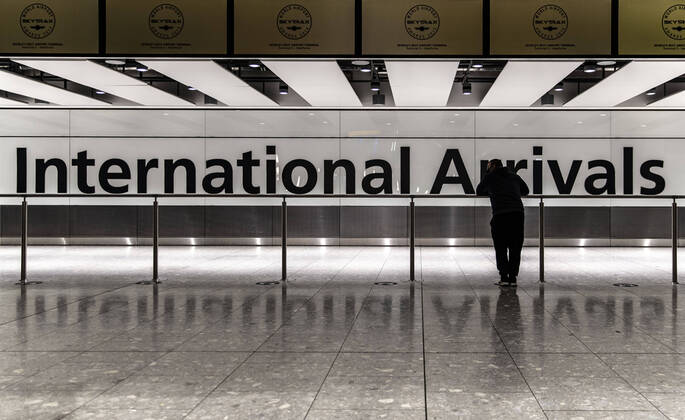 January 30, 2021, London, United Kingdom: A man waiting at the Heathrow international arrival hall on January 29,2021. Around 200 people on the same direct flight from Hong Kong arrived to Heathrow international airport. Said one of the passenger..China has announced it will no longer recognise the passports of British national overseas citizens from January 31,2021, just hours after the UK launched its scheme to give passport holders a path to residency as political freedoms decline in Hong Kong. 300,000 people are expected use the new visa route to leave Hong Kong for Britain. London United Kingdom - ZUMAj323 20210130_zip_j323_003 Copyright: xMayxJamesx