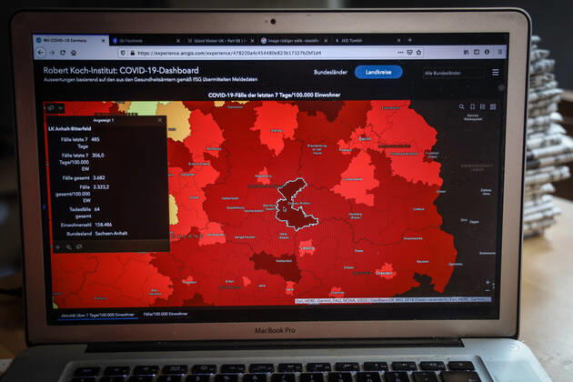 Coronavirus in Deutschland - Covid-19-Dashboard des Robert Koch-Institut DEU, Deutschland, Sachsen-Anhalt, Landkreis Anhat-Bitterfeld 30.01.2021: Die 7-Tage-Inzidenz (Fälle letzte 7 Tage 100.000 EW) beträgt 306,0