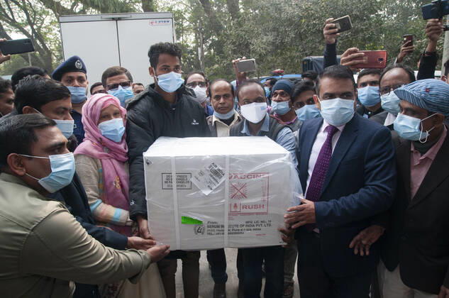 January 31, 2021: The widely circulated vaccine for the Arford-Astrageneca CVID-19 vaccine by the Serum Institute of India has reached brought to in a fridge van of Beximco Pharmaceuticals at 12 at Sylhet Civil Surgeon office and received by Civil Surgeon Officials . Vaccination is expected to start from February 8,2021. - ZUMAr143 20210131_zap_r143_015 Copyright: xMdxRafayatxHaquexKhanx