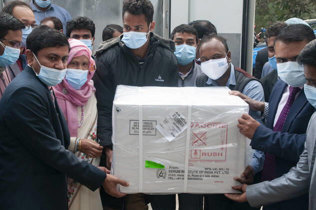 January 31, 2021: The widely circulated vaccine for the Arford-Astrageneca CVID-19 vaccine by the Serum Institute of India has reached brought to in a fridge van of Beximco Pharmaceuticals at 12 at Sylhet Civil Surgeon office and received by Civil Surgeon Officials . Vaccination is expected to start from February 8,2021. - ZUMAr143 20210131_zap_r143_018 Copyright: xMdxRafayatxHaquexKhanx