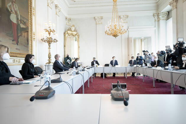 Lockdown- Beratung in Österreich: Videokonferenz der Bundesregierung