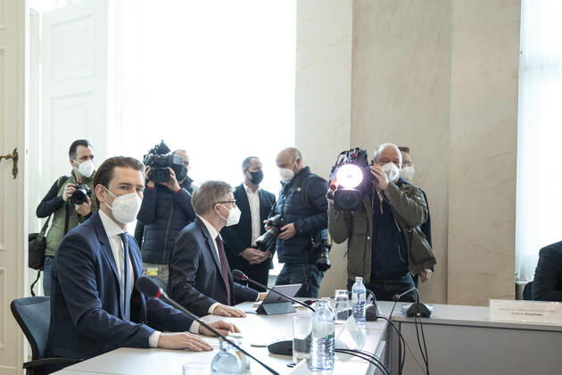 News Bilder des Tages Lockdown- Beratung in Österreich: Videokonferenz der Bundesregierung