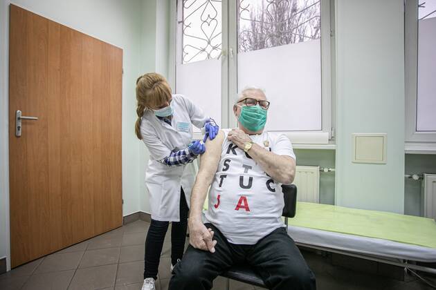 Lech Walesa gets vaccinated for COVID-19 Lech Walesa gets vaccinated for COVID-19 on Febrauary 02, 2021 in Gdansk, Poland. EN_01463047_0004 