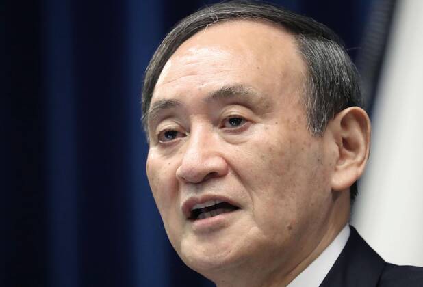 Japan extends virus emergency for Tokyo and other regions Japanese Prime Minister Yoshihide Suga holds a press conference in Tokyo on Feb. 2, 2021, after he declared an extension of the coronavirus state of emergency for Tokyo, Osaka and other regions by one month to March 7 in view of manpower-strapped hospitals. 