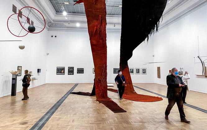 Museums and art galleries are open again to the public Museums and art galleries are open again to the public while maintaining the sanitary regime on February 02, 2021 in as the restrictions caused by Covid-19 loosen. Visitors in Zacheta Gallery in Warsaw EN_01462911_0009 
