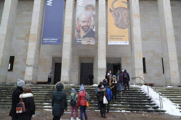 Museums and art galleries are open again to the public Museums and art galleries are open again to the public while maintaining the sanitary regime on February 02, 2021 in as the restrictions caused by Covid-19 loosen. Visitors in the National Museum in Warsaw EN_01463024_0016 