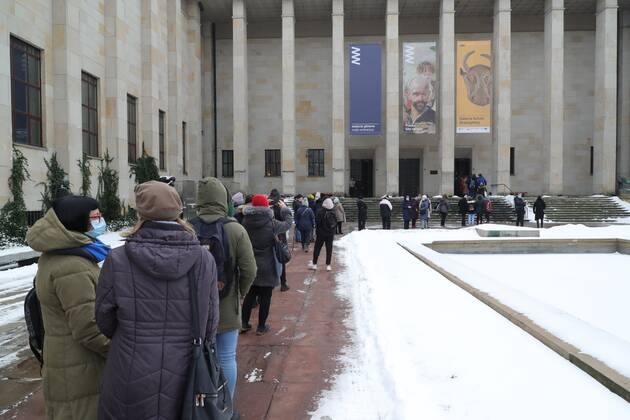 Museums and art galleries are open again to the public Museums and art galleries are open again to the public while maintaining the sanitary regime on February 02, 2021 in as the restrictions caused by Covid-19 loosen. Visitors in the National Museum in Warsaw EN_01463024_0020 