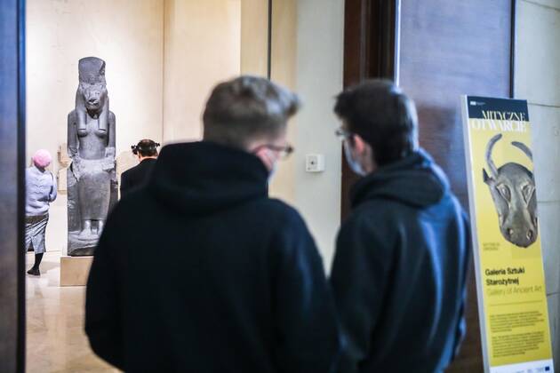 Museums and art galleries are open again to the public Museums and art galleries are open again to the public while maintaining the sanitary regime on February 02, 2021 in as the restrictions caused by Covid-19 loosen. Visitors in the National Museum in Warsaw EN_01463035_0028 