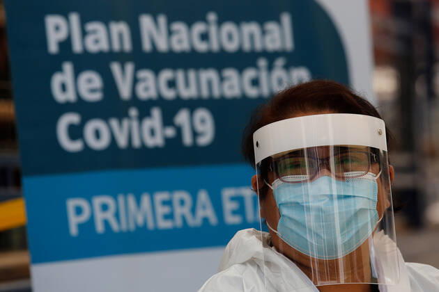 Santiago 2 February 2021 The Undersecretary of Public Health, Paula Daza, and the Mayor of Providencia, Evelyn Matthei, visit one of the vaccination centers to initiate mass vaccination against Covid 19 Marcelo Hernandez Aton Chile, Santiago Chile Aton 485296  Copyright: MARCELOxHERNANDEZ ATONxCHILE