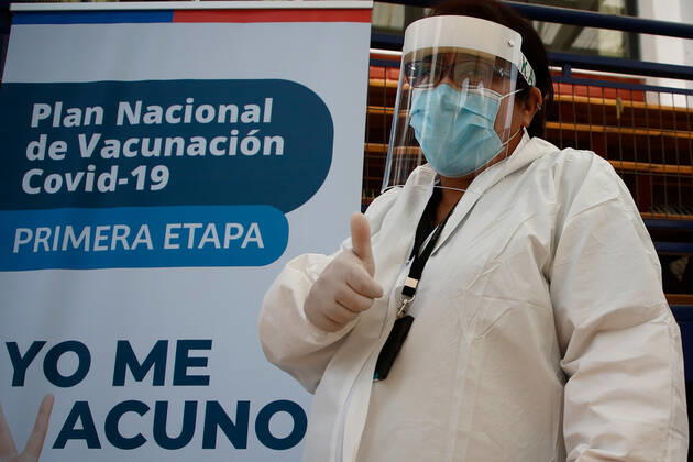 Santiago 2 February 2021 The Undersecretary of Public Health, Paula Daza, and the Mayor of Providencia, Evelyn Matthei, visit one of the vaccination centers to initiate mass vaccination against Covid 19 Marcelo Hernandez Aton Chile, Santiago Chile Aton 485326  Copyright: MARCELOxHERNANDEZ ATONxCHILE
