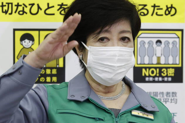 February 4, 2021, Tokyo, Japan: Tokyo Governor Yuriko Koike speaks to the media after attending a Tokyo COVID-19 meeting at the Tokyo Metropolitan Government building. Tokyo Metropolitan Government reported 734 new coronavirus cases on February 4, higher from 676 a day earlier. Tokyo Japan - ZUMAm191 20210204_zap_m191_019 Copyright: xRodrigoxReyesxMarinx