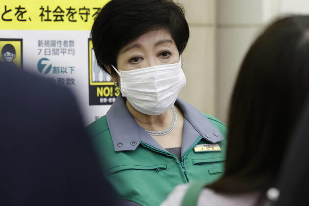 February 4, 2021, Tokyo, Japan: Tokyo Governor Yuriko Koike speaks to the media after attending a Tokyo COVID-19 meeting at the Tokyo Metropolitan Government building. Tokyo Metropolitan Government reported 734 new coronavirus cases on February 4, higher from 676 a day earlier. Tokyo Japan - ZUMAm191 20210204_zap_m191_020 Copyright: xRodrigoxReyesxMarinx