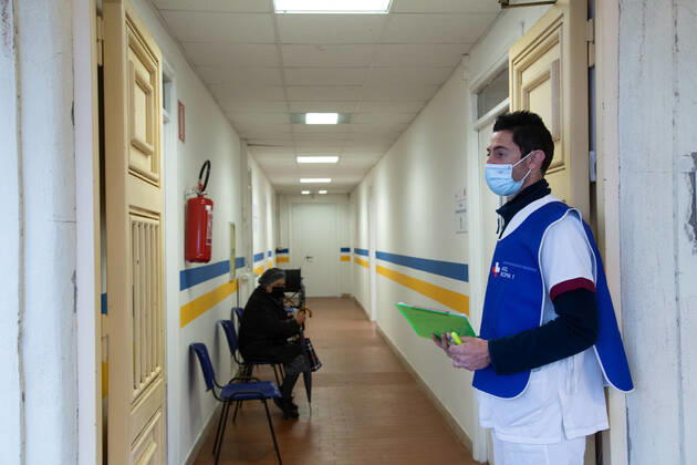 Italy: First COVID-19 vaccination for people over 80 in Rome ASL Roma 1 began the first vaccinations in Rome of the Pfizer BionTech vaccine at the Santa Maria della Pietà complex this morning, February 8, 2021, to people over 80 years old Rome Italy Copyright: MatteoxNardone