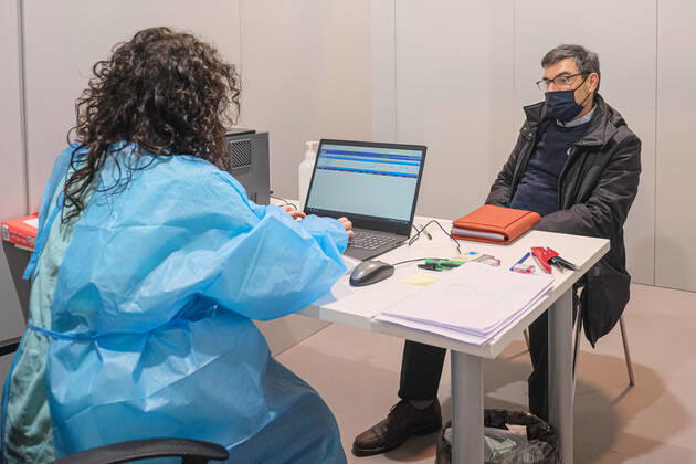 Padua - The pavilion for vaccinations against Covid19 using the Pfizer-BioNTech vaccine was set up at the Padova Fiere facility in via Rismondo. The vaccination campaign for healthcare personnel in the private sector starts today Editorial Usage Only  Copyright: xRobertoxSilvinox xIPAx