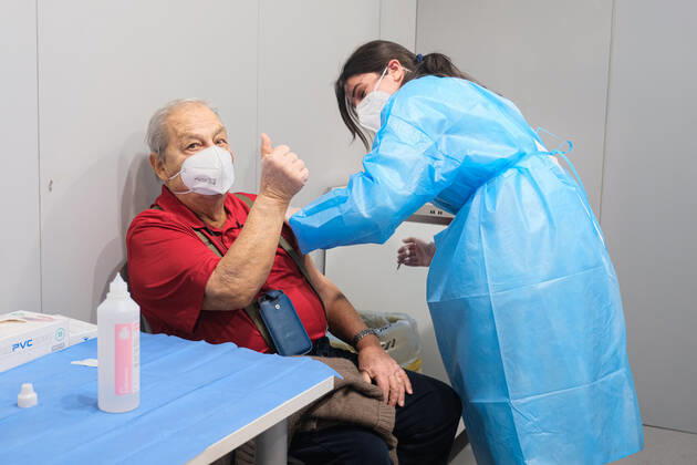 Padua - The pavilion for vaccinations against Covid19 using the Pfizer-BioNTech vaccine was set up at the Padova Fiere facility in via Rismondo. The vaccination campaign for healthcare personnel in the private sector starts today Editorial Usage Only  Copyright: xRobertoxSilvinox xIPAx