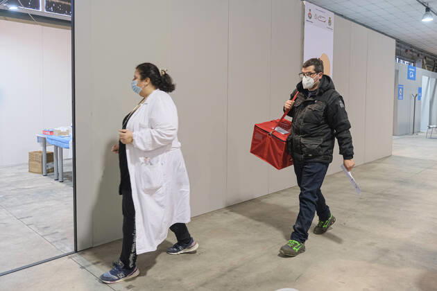 Padua - The pavilion for vaccinations against Covid19 using the Pfizer-BioNTech vaccine was set up at the Padova Fiere facility in via Rismondo. The vaccination campaign for healthcare personnel in the private sector starts today Editorial Usage Only  Copyright: xRobertoxSilvinox xIPAx