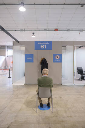 Padua - The pavilion for vaccinations against Covid19 using the Pfizer-BioNTech vaccine was set up at the Padova Fiere facility in via Rismondo. The vaccination campaign for healthcare personnel in the private sector starts today Editorial Usage Only  Copyright: xRobertoxSilvinox xIPAx