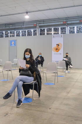 Padua - The pavilion for vaccinations against Covid19 using the Pfizer-BioNTech vaccine was set up at the Padova Fiere facility in via Rismondo. The vaccination campaign for healthcare personnel in the private sector starts today Editorial Usage Only  Copyright: xRobertoxSilvinox xIPAx