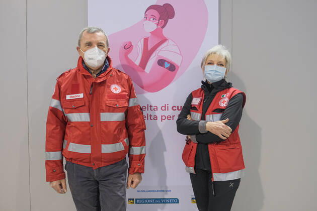 Padua - The pavilion for vaccinations against Covid19 using the Pfizer-BioNTech vaccine was set up at the Padova Fiere facility in via Rismondo. The vaccination campaign for healthcare personnel in the private sector starts today Editorial Usage Only  Copyright: xRobertoxSilvinox xIPAx