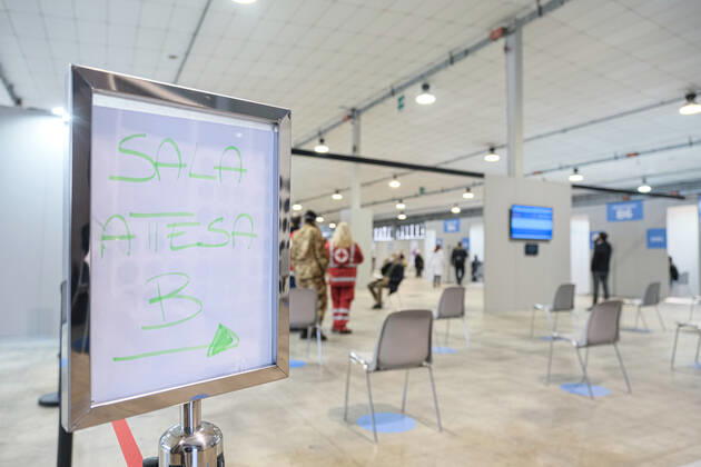 Padua - The pavilion for vaccinations against Covid19 using the Pfizer-BioNTech vaccine was set up at the Padova Fiere facility in via Rismondo. The vaccination campaign for healthcare personnel in the private sector starts today Editorial Usage Only  Copyright: xRobertoxSilvinox xIPAx